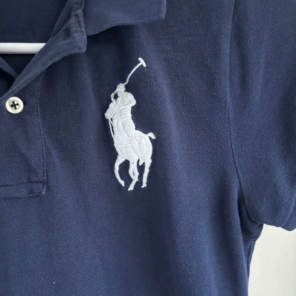 Polo Ralph Lauren Women's Navy Polo Shirt Big Pony Skinny Fit Preppy Size S - Picture 4 of 7